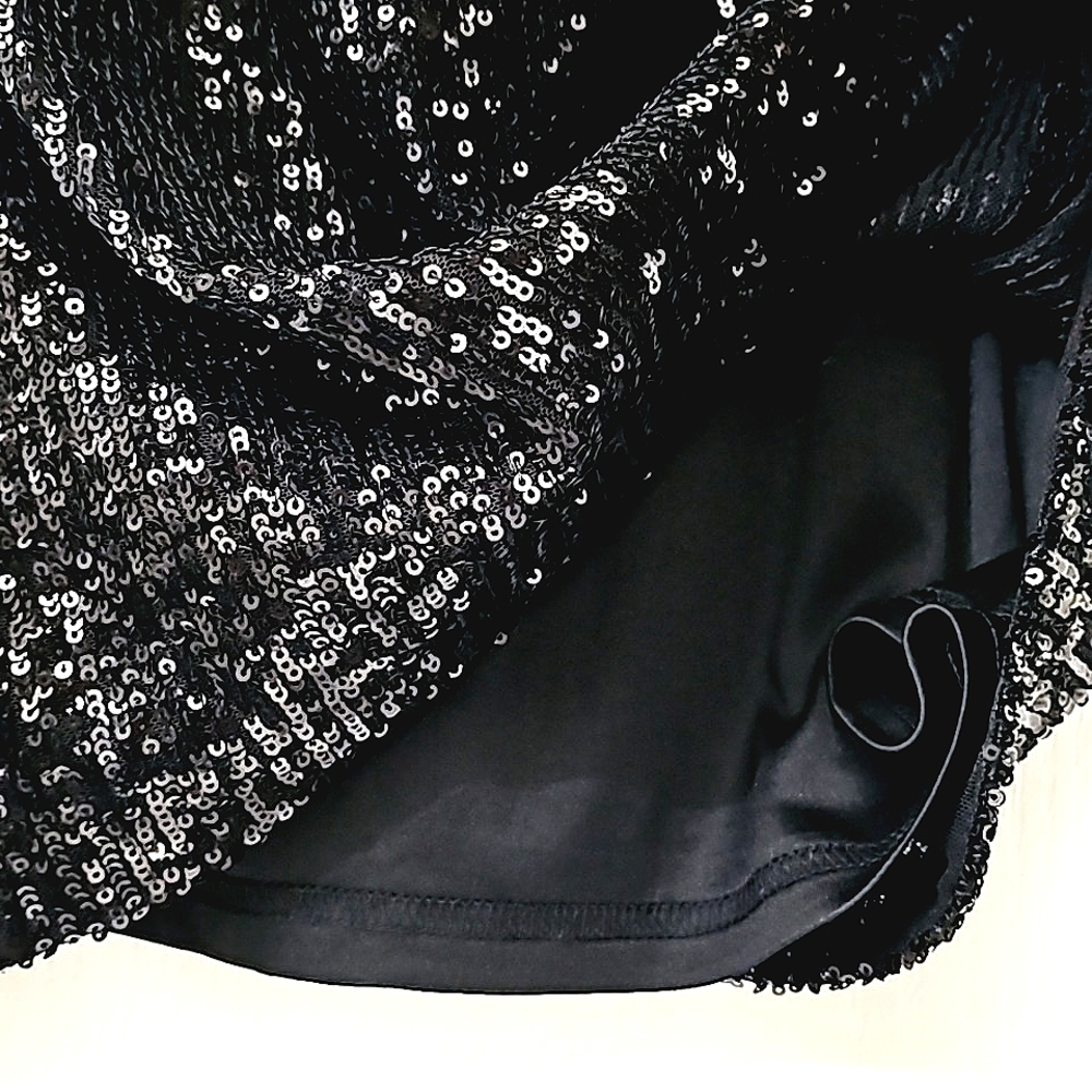 Nwt Belle Badgley Mischka Black Sequin Longsleeve Harley Long Fringed Sa… - Picture 14 of 17